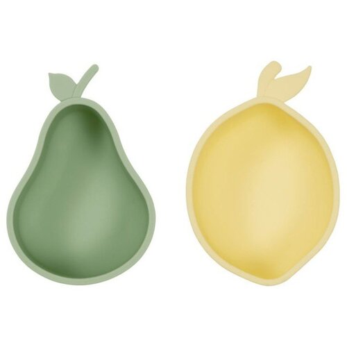 OYOY Mini Žute/zelene silikonske dječje zdjelice u setu 2 kom Lemon & Pear – Cene