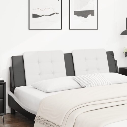 VidaXL Jastuk za uzglavlje bijelo-crni 180 cm od umjetne kože Slike
