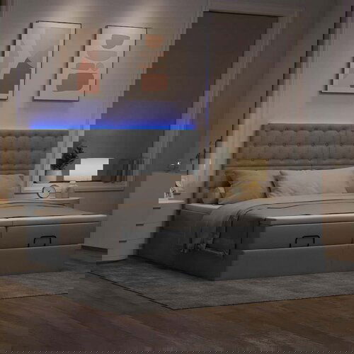VidaXL Otomanski posteljni okvir z vzmetnicami siv 180x200 cm blago Slike