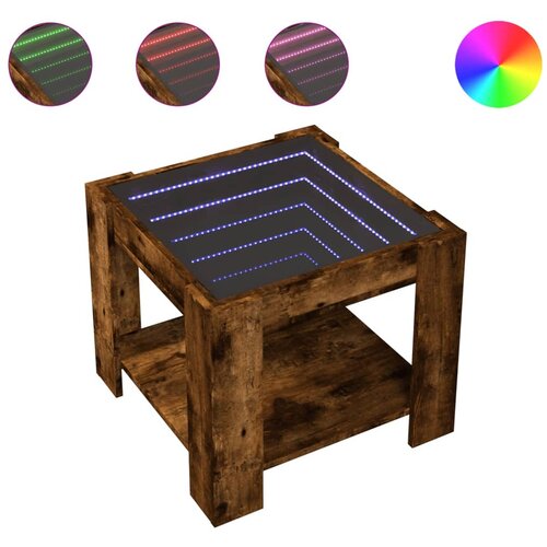 Maison Chic Klubska mizica - kavna mizica - Nizka mizica LED dimljeni hrast 53x53x45 cm inženirski les, (21754473) Cene