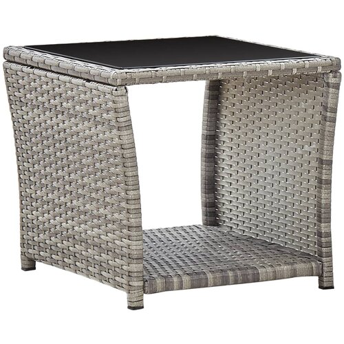 VidaXL Klubska mizica siva 45x45x40 cm poli ratan in steklo, (20580708) Slike