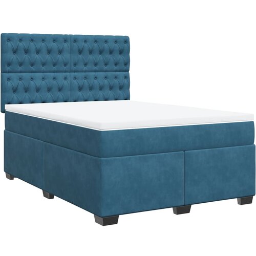 VidaXL Box spring postelja z vzmetnico modra 140x190 cm žamet, (21305248) Slike
