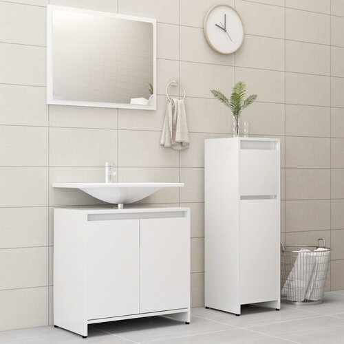 VidaXL 3-dijelni set kupaonskog namje&amp;scaron;taja od iverice bijeli Slike