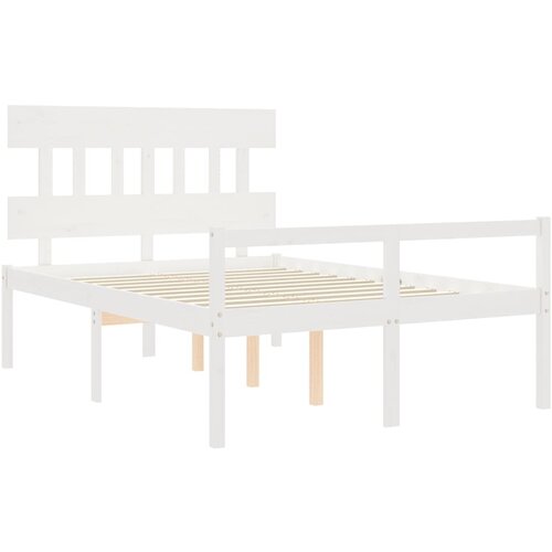  Krevet za starije s uzglavljem bijeli 140x200 cm masivnog drva Slike