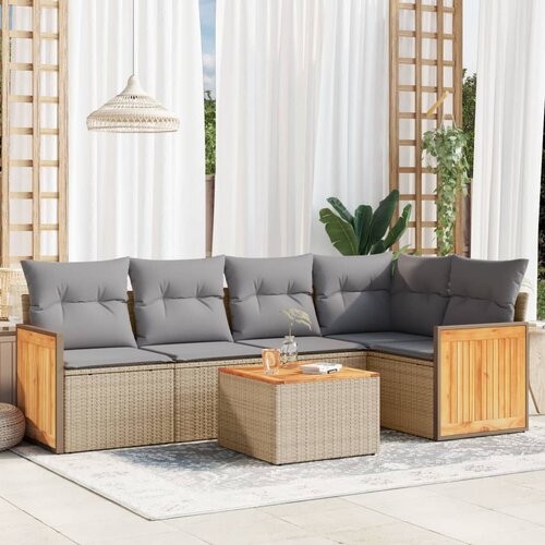 vidaXL 6-dijelni set vrtnih sofa s jastucima bež od poliratana Cijene