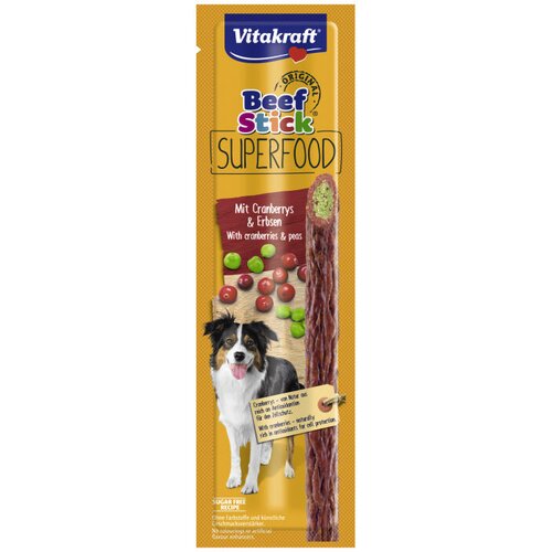 Vitakraft Poslastica za pse, Beef Stick Superfood, Gra&scaron;ak i Brusnica, 25 g Cijene