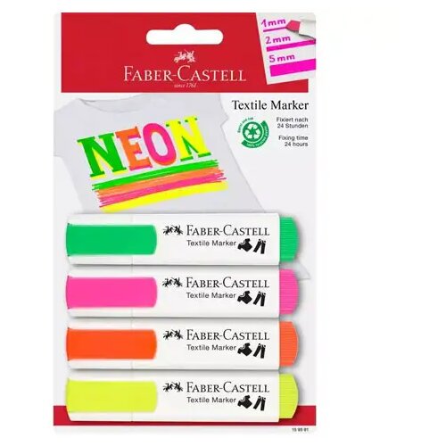 Faber-Castell Faber-Castell: 4-delni komplet tekstilnih flomastrov v neon barvah Cene