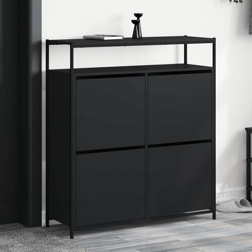 vidaXL Ormarić za cipele s 4 preklopne ladice crni 100 x 34 x 112 cm Cijene