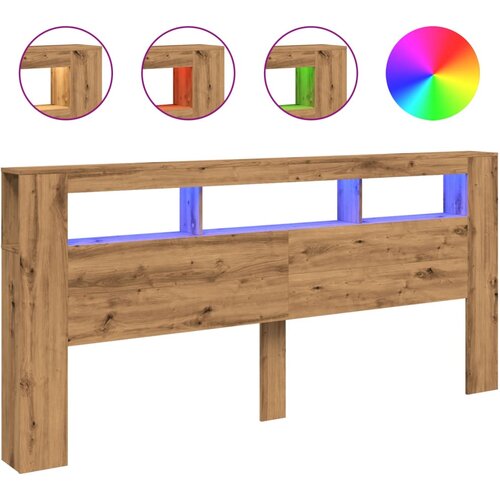 Maison Chic led posteljno vzglavje - vzglavna omarica - nočna omarica artisan hrast 220x18,5x103,5 cm inž. les, (21708270) Slike