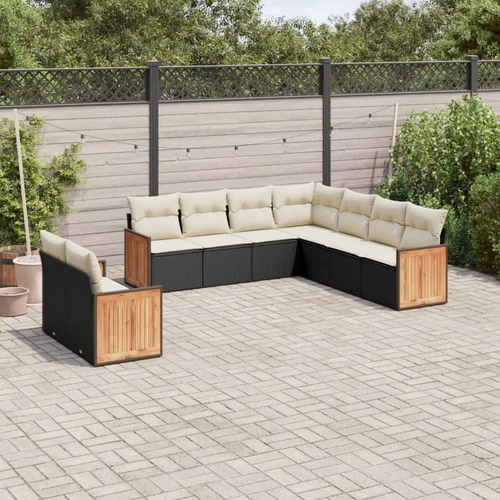 vidaXL 9-dijelni set vrtnih sofa s jastucima crni od poliratana vidaXL 9-dijelni set vrtnih sofa s jastucima crni od poliratana
