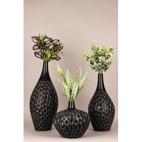Aberto Design Set dekorativnih posuda, 3 komada, Crni Cene
