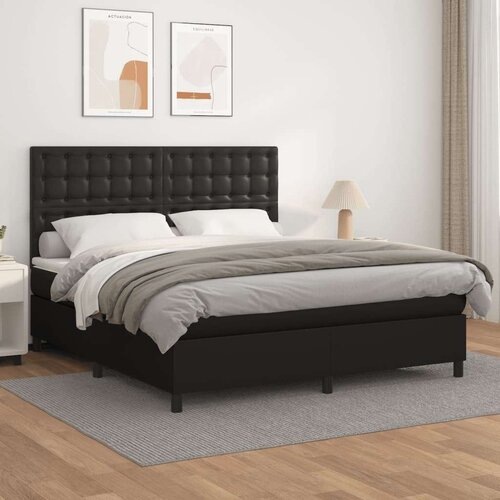  Box spring postelja z vzmetnico črn 180x200 cm umetno usnje, (20789962) Slike