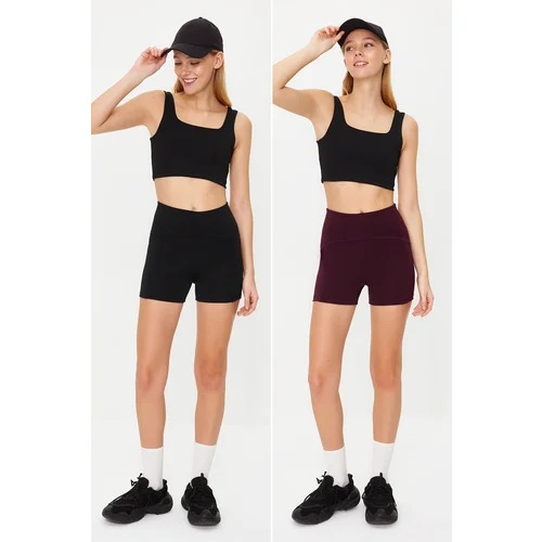 Trendyol Black-Purple 2 Pack Collecting Sports Shorts Tights