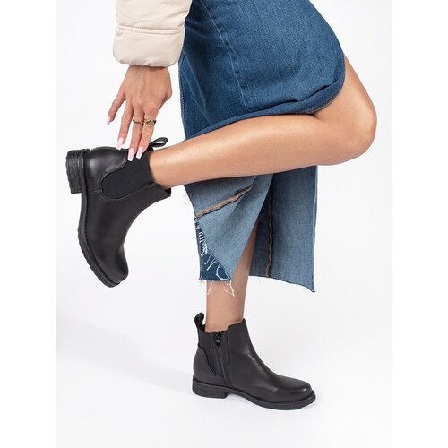 Shelvt Women&amp;#039;s black flat Chelsea boots Slike