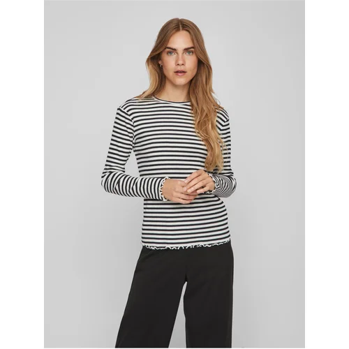 Vila White and Black Womens Striped Long Sleeve T-Shirt Thessa - Women