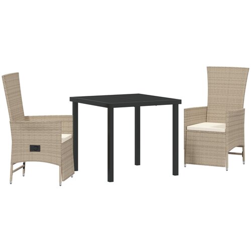 vidaXL set za objedovanje u vrtu s jastučićima bež poly rattan Cijene