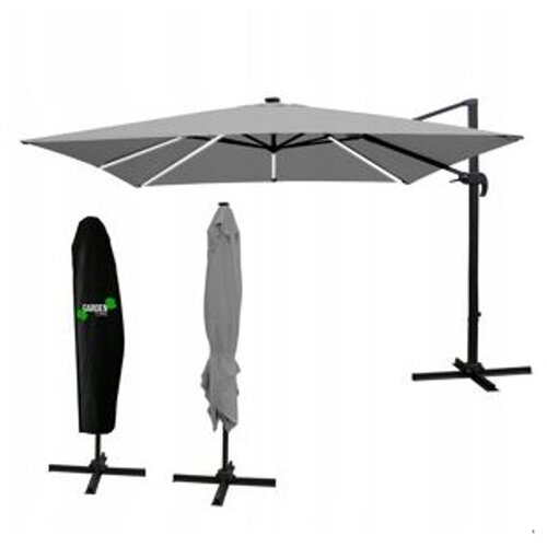 Molarem Home Vrtni suncobran "Roma" 3 x 4 m sivi s pokrovom i LED osvjetljenjem - 1572 Cene