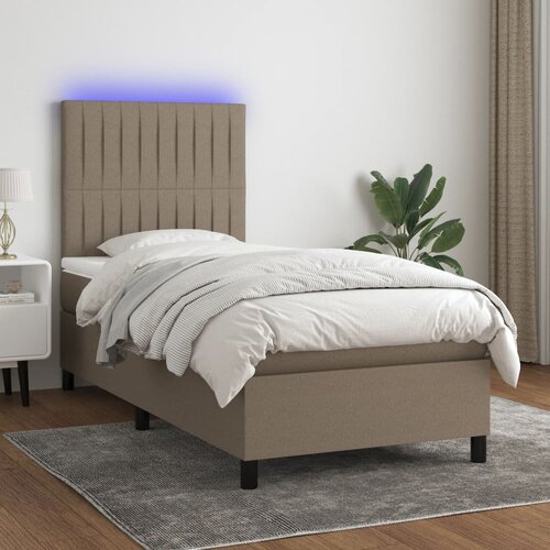 The Living Store Box spring postelja z vzmetnico LED taupe 90x190 cm blago - Box Spring Postelja, (21517638) Cene
