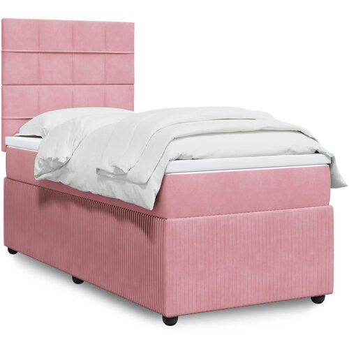 vidaXL Box spring krevet s madracem ružičasti 90x200 cm baršunasti Cijene