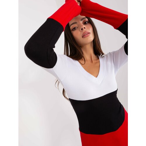 Fashion Hunters Women's basic white-red striped blouse Slike
