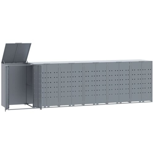 VidaXL Lopa za smetnjak za 6 smetnjakov siva 414x79x117 cm jeklo, (21415639) Slike