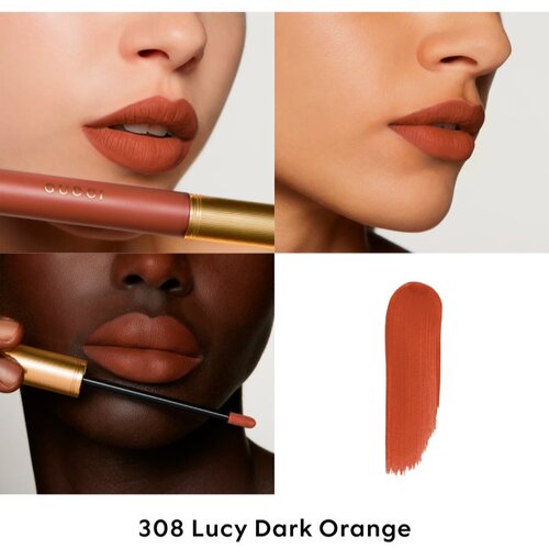 Gucci Beauty Rouge &amp;agrave; L&amp;egrave;vres Matte Lipstick mat tekući ruž za usne nijansa 308 Lucy Dark Orange 6.5 ml Slike