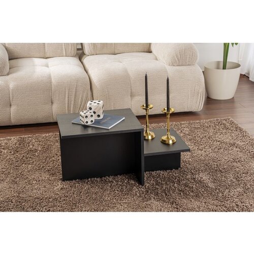 Hanah home stočić za dnevnu sobu harmony - wood black wood black coffee table Slike
