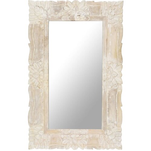 vidaXL ogledalo belo 80x50 cm trden mangov les Cene
