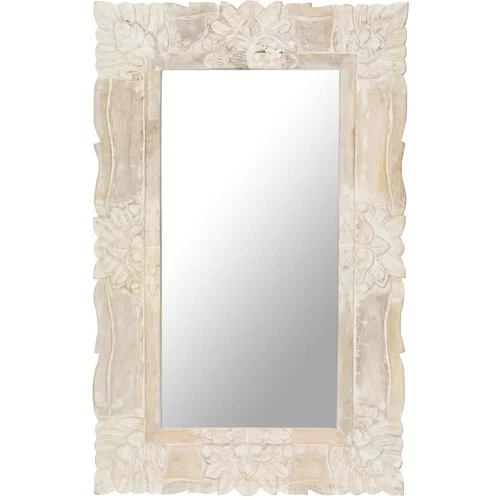 vidaXL Ogledalo bijelo 80 x 50 cm od masivnog drva manga