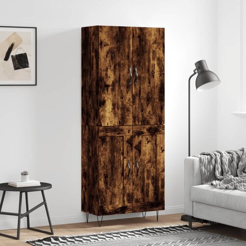  Visoka komoda dimljeni hrast 69,5x34x180 cm konstruiranog drva Slike