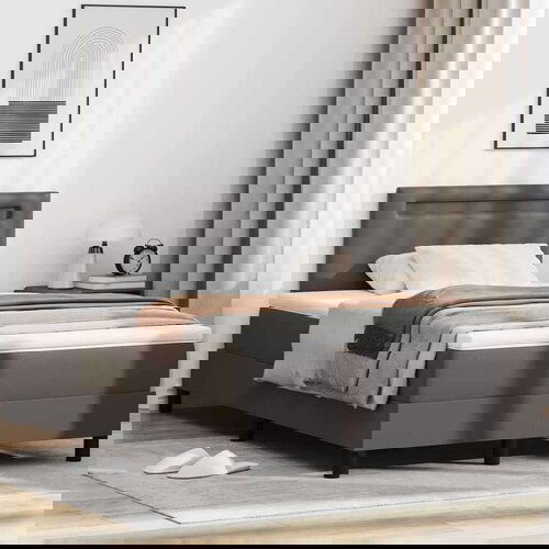  Okvir postelje z vzmetnico Siva 120 x 200 cm Umetna koža, (5000022870) Slike