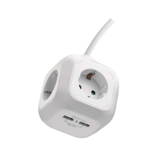  Podaljšek - kocka 1,9 m / 4 vtičnice / beli / PVC / z USB / 1,5 mm2 Cene