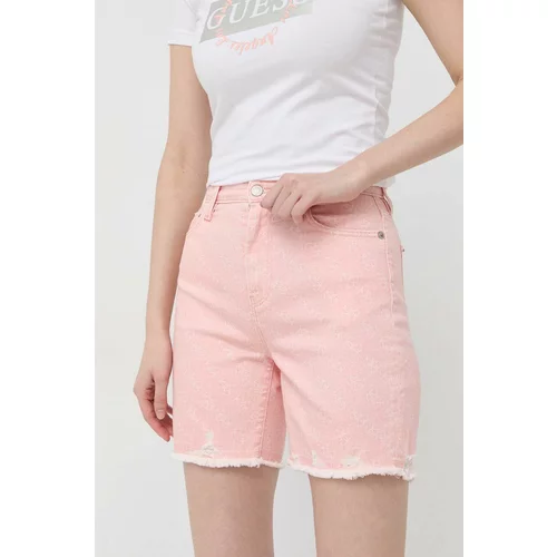 Guess Kratke hlače ženski, roza barva