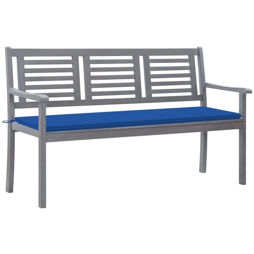 The Living Store Vrtna klop za 3 osebe z blazino 150 cm siv evkaliptusov les - Klop, (21476703) Cene