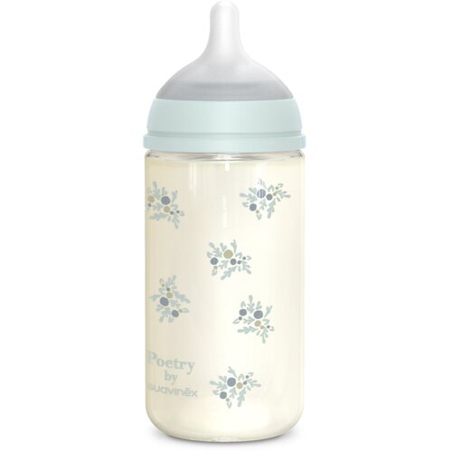 Suavinex Poetry SX Pro Physiological Glass M steklenička za dojenčke 3 m+ Medium Flow - Blue 240 ml Slike