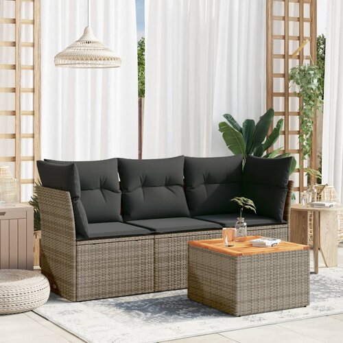  4-dijelni set vrtnih sofa od poliratana s jastucima sivi Cijene