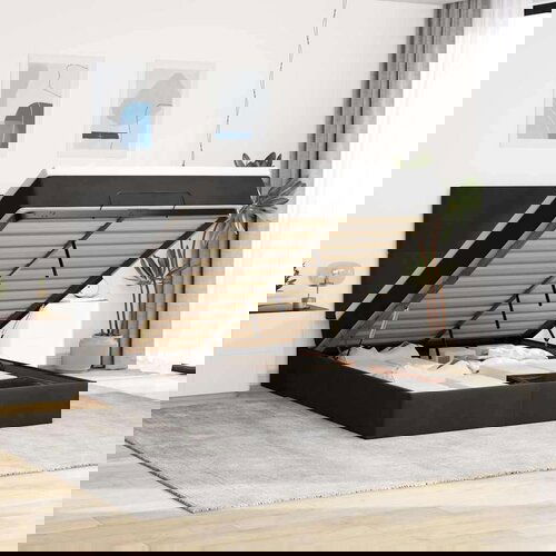  Otomanski krevet s madracima&amp LED crni 140x190 cm baršunasti Cene