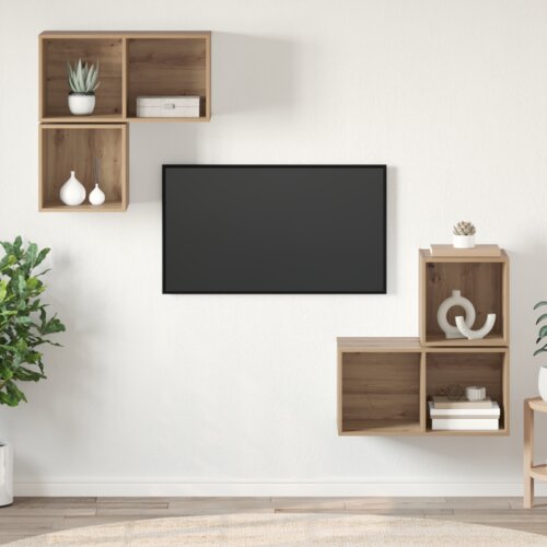 VidaXL Set TV stalka s pohranom 4 pcs hrast artisan 37 x 37 x 72 cm Slike