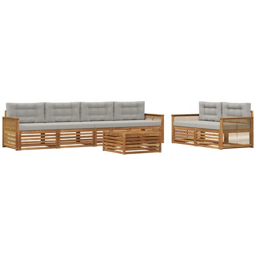 vidaXL Zunanja garnitura za sedenje 7 pcs Naravna in svetlo siva, (5000281681) Cene