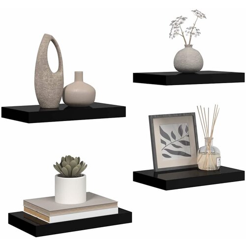  Plutajuće zidne police 4 kom sjajne crne 40 x 23 x 3,8 cm MDF Slike