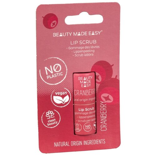 BEAUTY MADE EASY Lip Scrub Cranberry - 5,50 g Slike