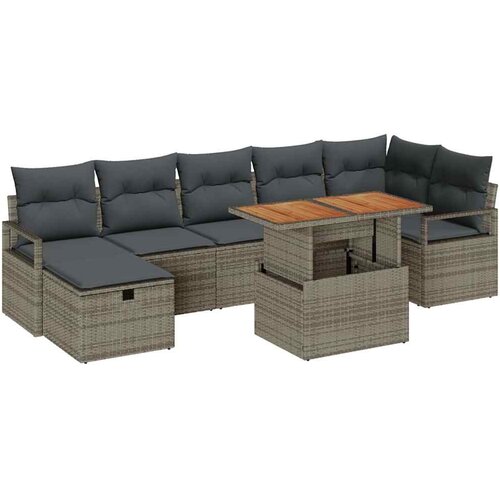 vidaXL Vrtna sedežna garnitura 8 pcs Siva poli ratan, (5000143333) Cene