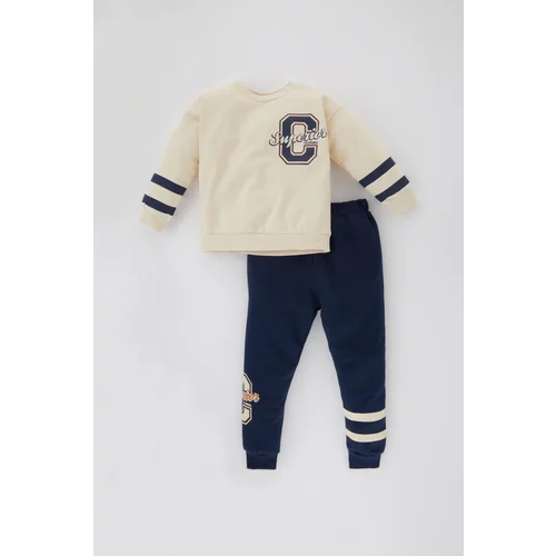 Defacto Baby Boy Slogan Printed Sweatshirt Tracksuit Bottoms 2 Piece Set