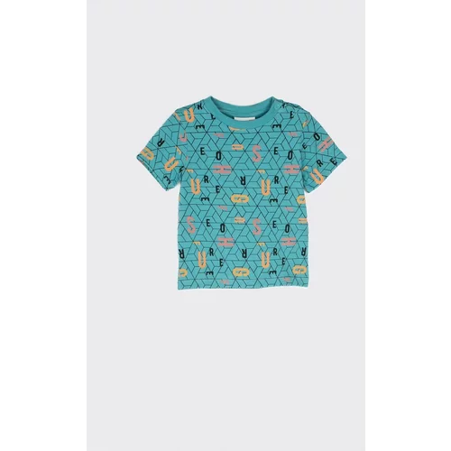 Coccodrillo Otroška bombažna kratka majica turkizna barva