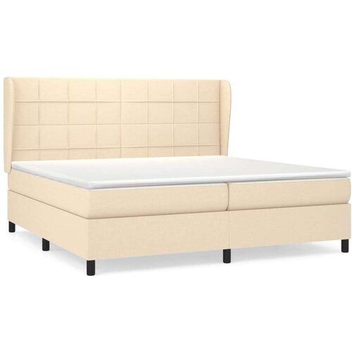  Krevet s oprugama i madracem krem 200 x 200 cm od tkanine Slike