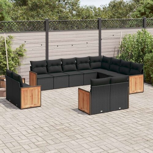  12-dijelni set vrtnih sofa od poliratana s jastucima crni Cijene