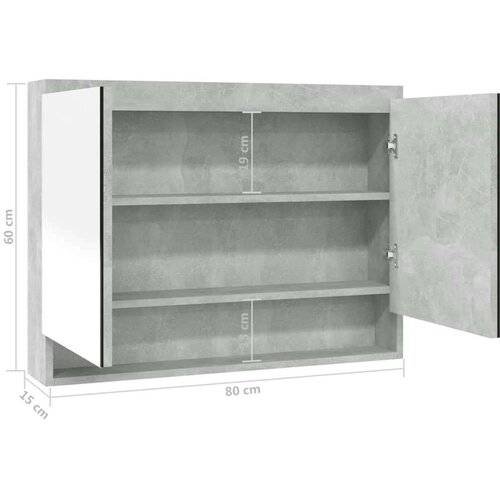 VidaXL Kopalni&amp;scaron;ka omarica z ogledalom 80x15x60 cm MDF betonsko siva Slike