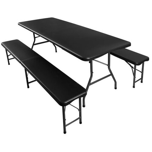 Gardlov Sklopivi Plastični Sto sa Klupama Crni 180cm Slike