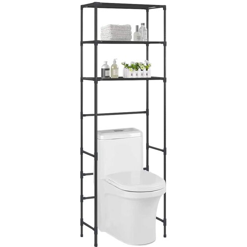  Stalak za pohranu iznad toaleta s 3 razine crni 53x28x169 cm Cijene