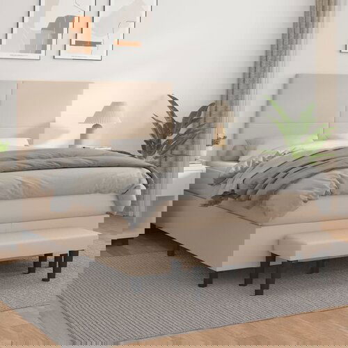  The Living Store Box spring postelja z vzmetnico kapučino 140x190cm umetno usnje - Box Spring Postelja, (21496944) Slike